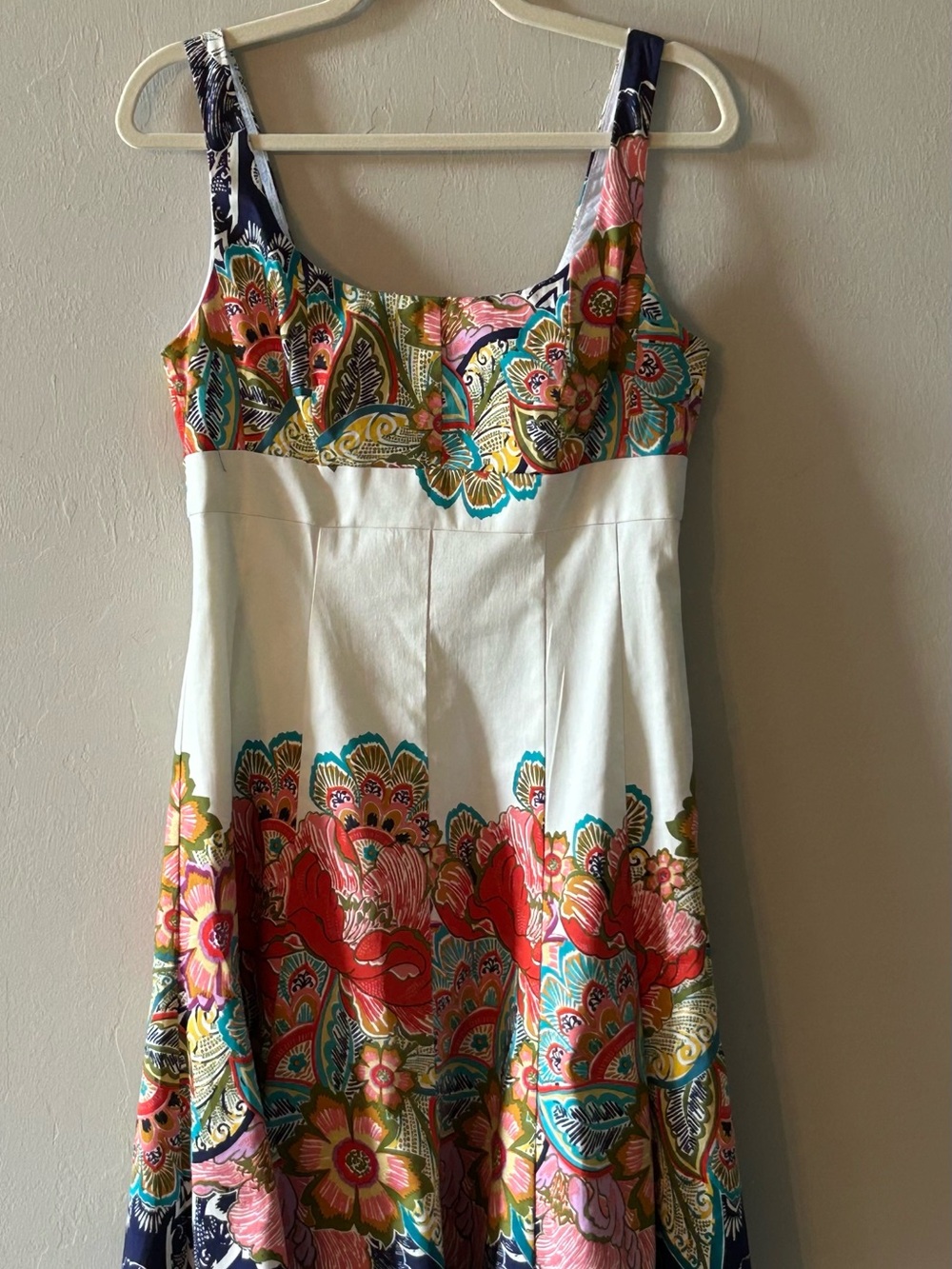 Nine West Women’s Sz 8 Summer Dress A Line Sleeveless Border Print Fully Lined